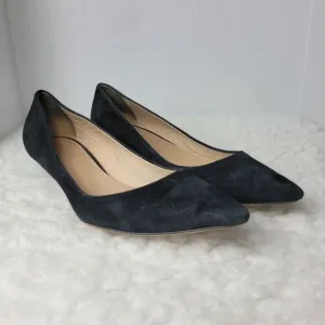 Tory Burch Greenwich Women's Shoes Size 8 M Black Suede Logo-Heel Pump