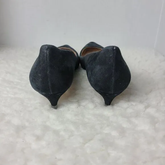 Tory Burch Greenwich Women's Shoes Size 8 M Black Suede Logo-Heel Pump