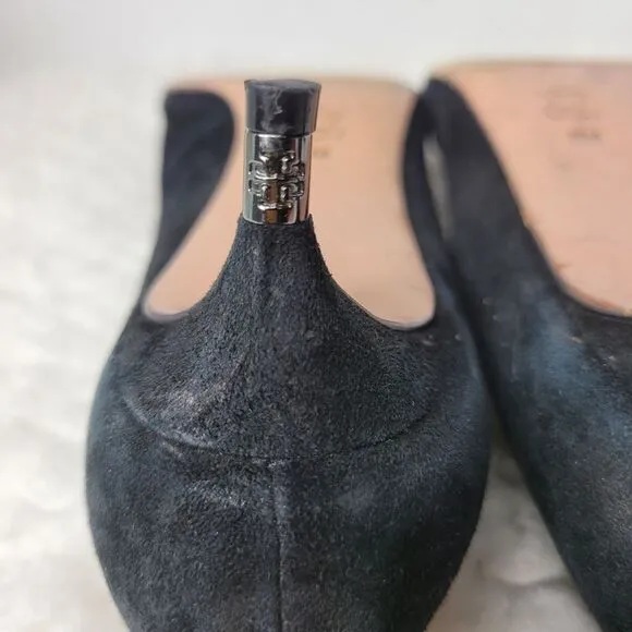 Tory Burch Greenwich Women's Shoes Size 8 M Black Suede Logo-Heel Pump