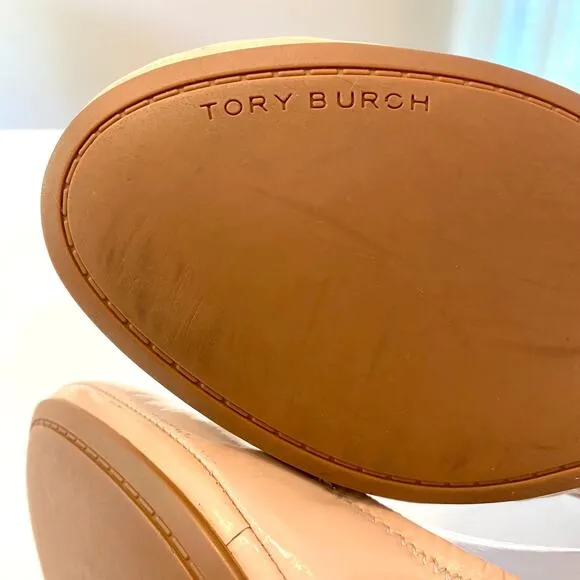 Tory Burch Logo Eddie Soft Patent Leather Ballet Flats Shoes US Size 8.5