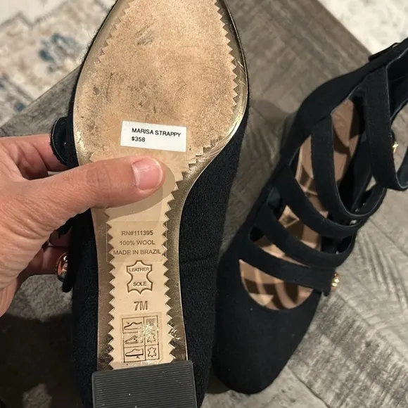Tory Burch Marisa strappy Retro Mary Jane women shoes in black size 7