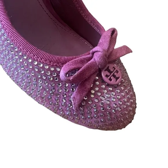 TORY BURCH Phoenix Soho Lux Suede Crystal Jeweled Conceria Cameo Pumps