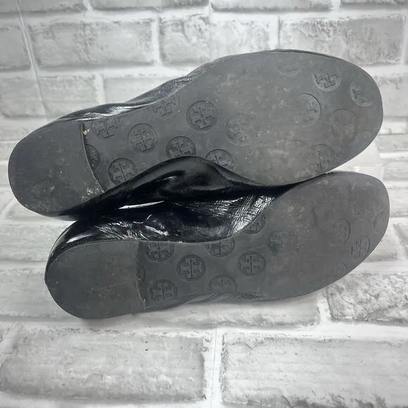 Tory Burch Reva Women's  8.5 M Black Patent Leather Ballet Flat Comfort Shoes