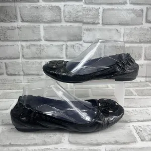 Tory Burch Reva Women's  8.5 M Black Patent Leather Ballet Flat Comfort Shoes