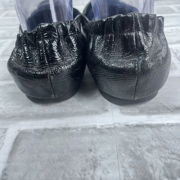 Tory Burch Reva Women's  8.5 M Black Patent Leather Ballet Flat Comfort Shoes