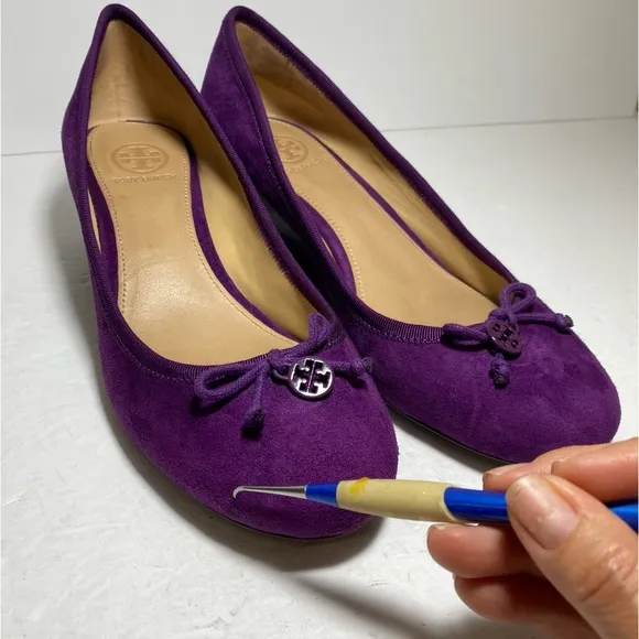 Tory Burch Sweet Plum purple Suede Chelsea Wedges  Women’s Shoes Size 8