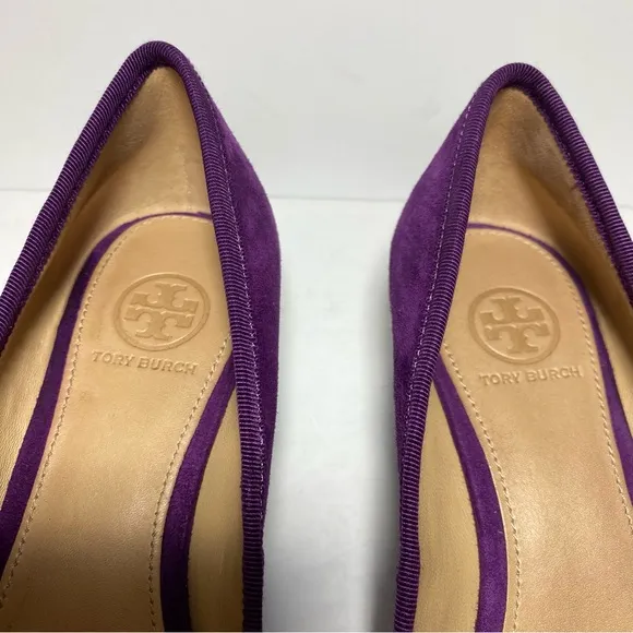 Tory Burch Sweet Plum purple Suede Chelsea Wedges  Women’s Shoes Size 8