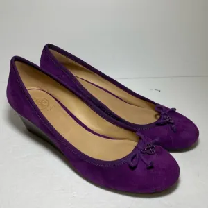 Tory Burch Sweet Plum purple Suede Chelsea Wedges  Women’s Shoes Size 8