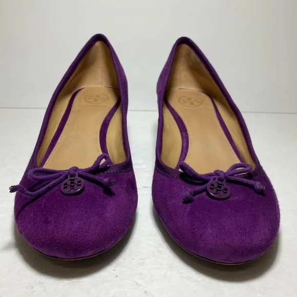 Tory Burch Sweet Plum purple Suede Chelsea Wedges  Women’s Shoes Size 8