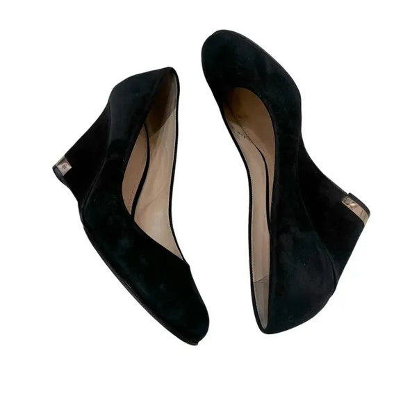 Tory Burch Women’s Shoes Size 8.5 Astoria Wedge Lancaster Suede Black Pumps