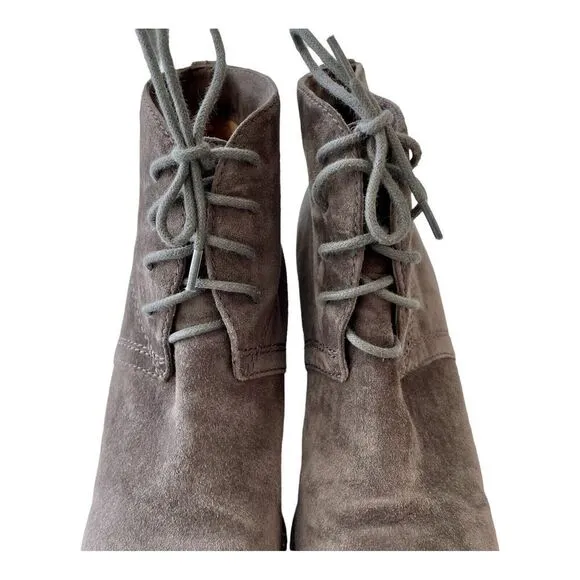 TRASK Womens Tatum Wedges Brown Suede Lace-Up Ankle Boots Booties Solid Shoes 7