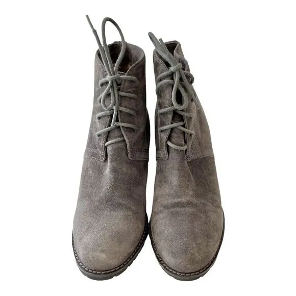 TRASK Womens Tatum Wedges Brown Suede Lace-Up Ankle Boots Booties Solid Shoes 7