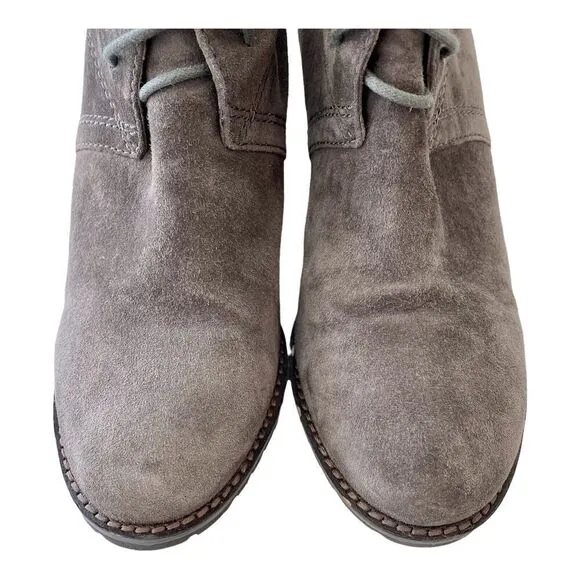 TRASK Womens Tatum Wedges Brown Suede Lace-Up Ankle Boots Booties Solid Shoes 7