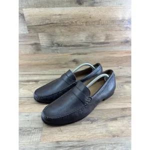 Trenery Size 43|9.5-10 Mens Black Leather Loafer Slip On Driving Moccasi…