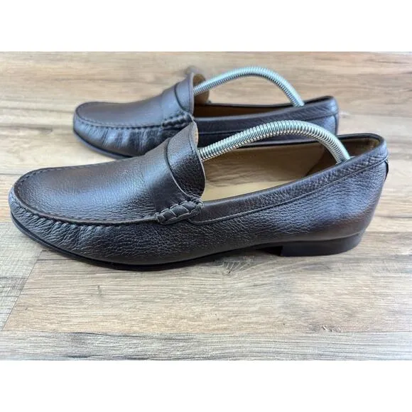 Trenery Size 43|9.5-10 Mens Black Leather Loafer Slip On Driving Moccasi…