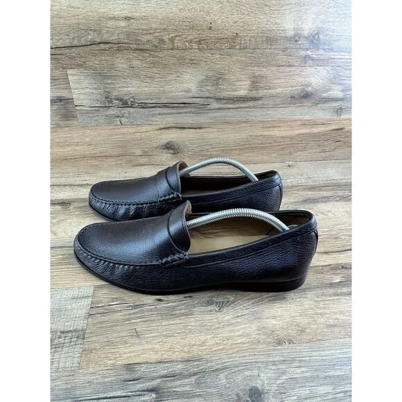 Trenery Size 43|9.5-10 Mens Black Leather Loafer Slip On Driving Moccasi…