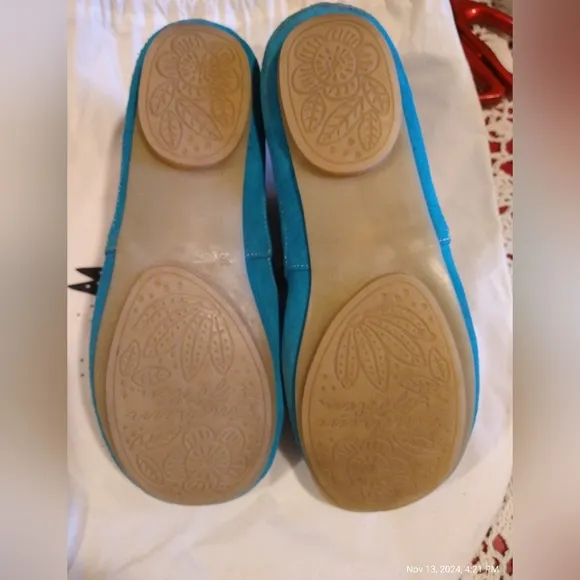 Turquoise Suede Moccasins by Gudrun Sjoden BRAND NEW size 39 (8.5)