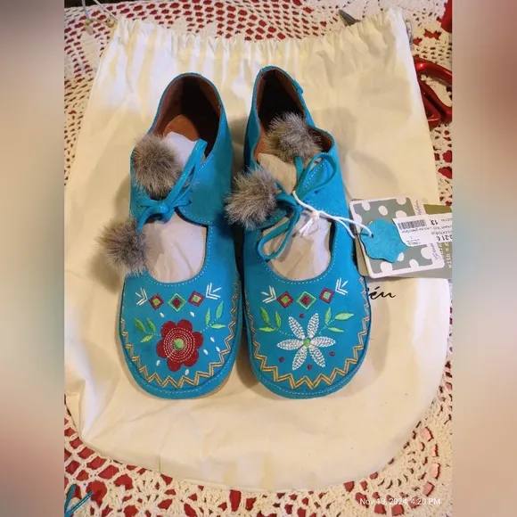Turquoise Suede Moccasins by Gudrun Sjoden BRAND NEW size 39 (8.5)