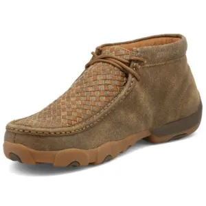 Twisted X Chukka Driving Moccasins Leather Ankle EVA Checkerboard Brown 12M