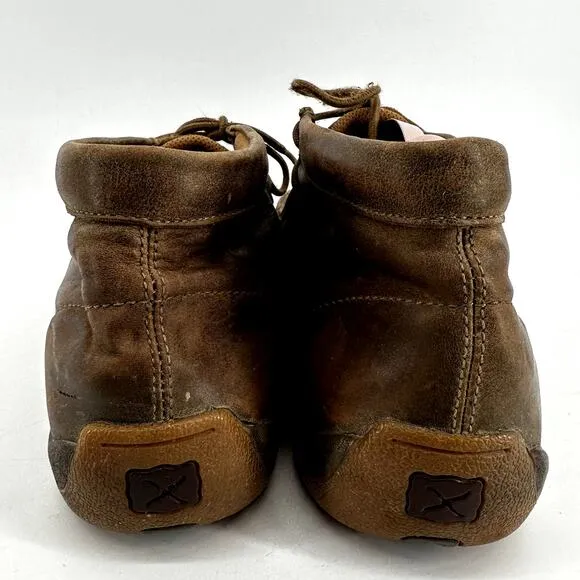 Twisted X Chukka Driving Moccasins Leather Ankle EVA Checkerboard Brown 12M