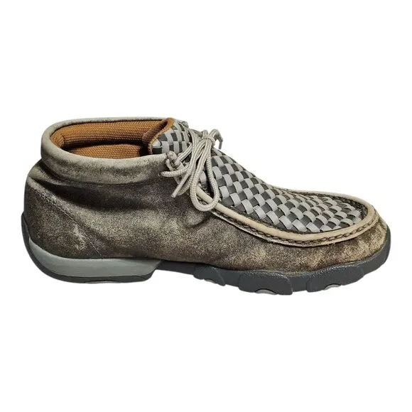 Twisted X Men's Chukka Driving Moc Shoes 7.5 Checkered Weave Moccasins MDM0073
