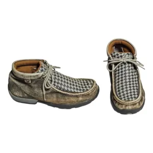 Twisted X Men's Chukka Driving Moc Shoes 7.5 Checkered Weave Moccasins MDM0073