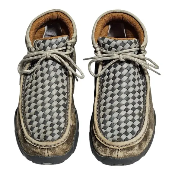 Twisted X Men's Chukka Driving Moc Shoes 7.5 Checkered Weave Moccasins MDM0073