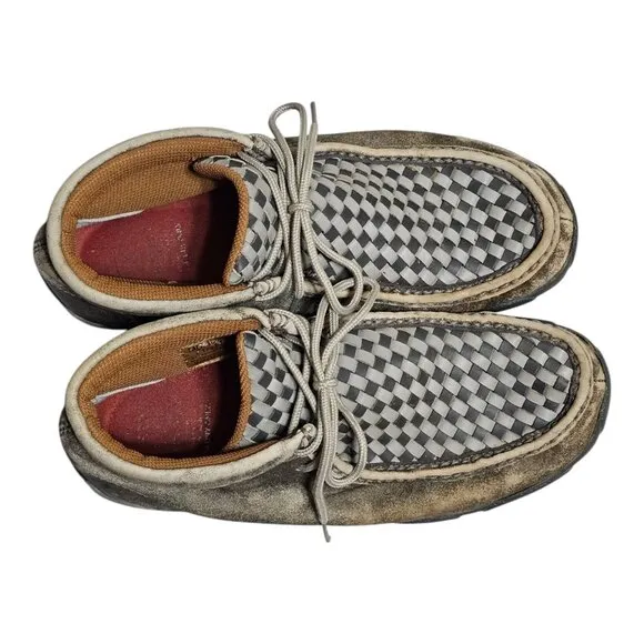 Twisted X Men's Chukka Driving Moc Shoes 7.5 Checkered Weave Moccasins MDM0073