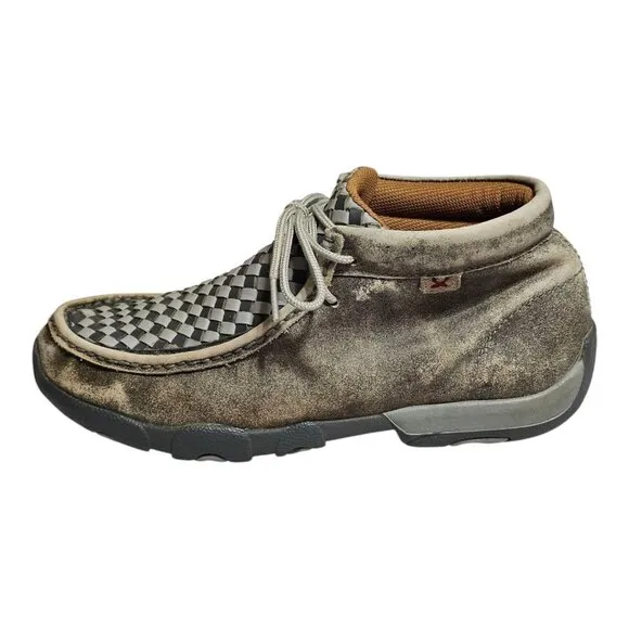 Twisted X Men's Chukka Driving Moc Shoes 7.5 Checkered Weave Moccasins MDM0073