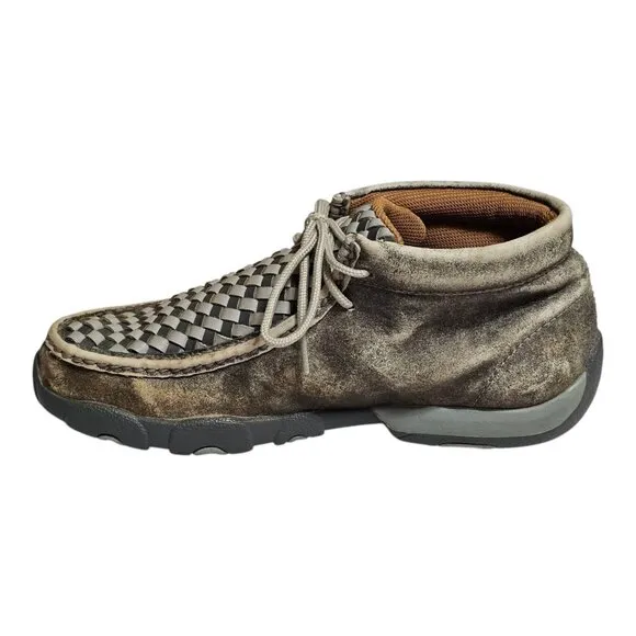 Twisted X Men's Chukka Driving Moc Shoes 7.5 Checkered Weave Moccasins MDM0073