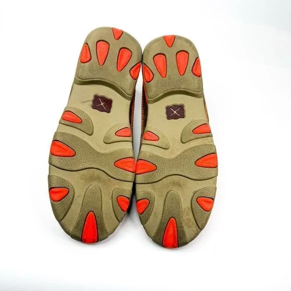 Twisted X Women's Driving Moccasins in Tan Leather w/Orange Accents Size 6.5M