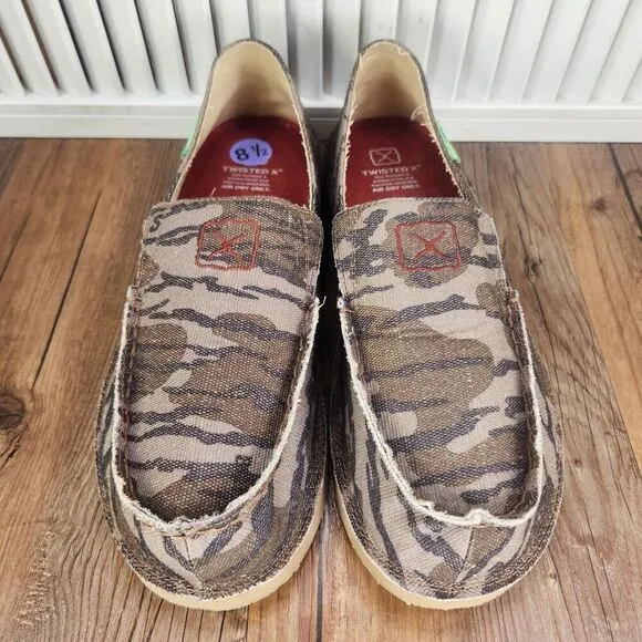 Twisted X Slip-On Loafers MCL0008 Men Sz 8.5M Green Camo Mossy Oak Moc Toe Shoes
