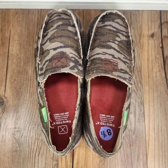Twisted X Slip-On Loafers MCL0008 Men Sz 8.5M Green Camo Mossy Oak Moc Toe Shoes