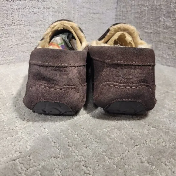Ugg Ascot Men's Size 11EEE US Brown Suede Slip On Wool Shearling Shoes 1103889