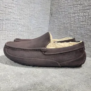 Ugg Ascot Men's Size 11EEE US Brown Suede Slip On Wool Shearling Shoes 1103889