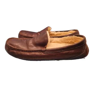 UGG Ascot Pebbled Leather Sheepskin Lined Slipper Moccasins Shoes Mens 12