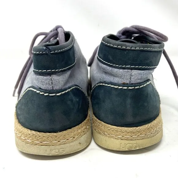 UGG Cantrell Chukka Lace Up Ankle Boot Shoes Blue Suede Canvas