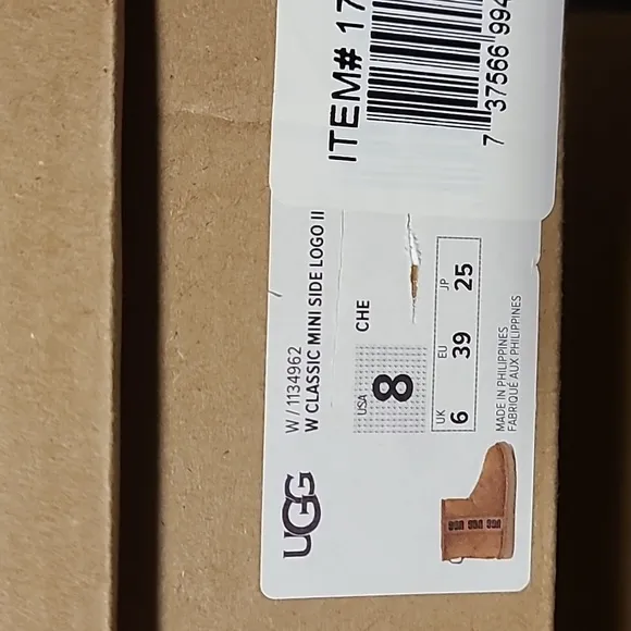Ugg classic mini side logo ii boot, tan, new in box