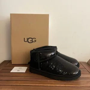 UGG Classic Ultra Mini Mirror Ball Sequins Boots Black USA Women 8/UK 6/EU 39