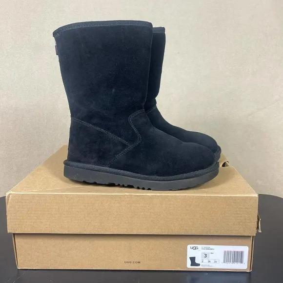 Ugg K Lil Sunshine II Boots Size 3 Leather Suede Ankle Wool Sole