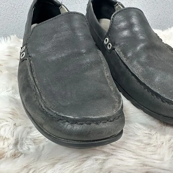 Ugg Loafers Mens 9 Black Leather Slip On Shoes