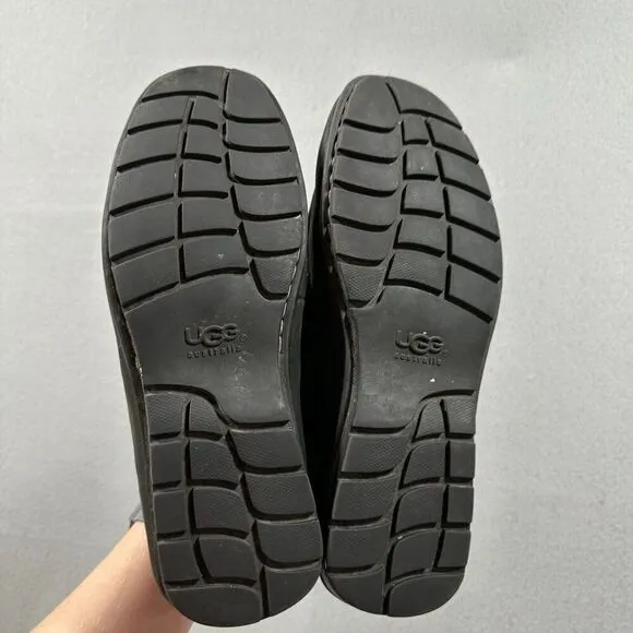 Ugg Loafers Mens 9 Black Leather Slip On Shoes