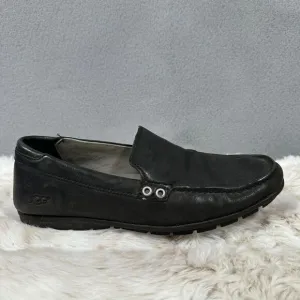 Ugg Loafers Mens 9 Black Leather Slip On Shoes