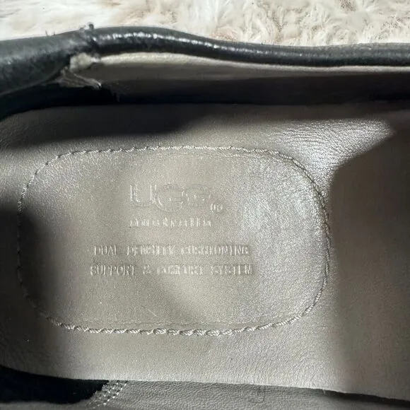 Ugg Loafers Mens 9 Black Leather Slip On Shoes