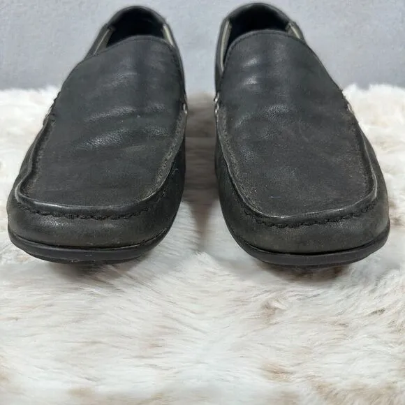Ugg Loafers Mens 9 Black Leather Slip On Shoes