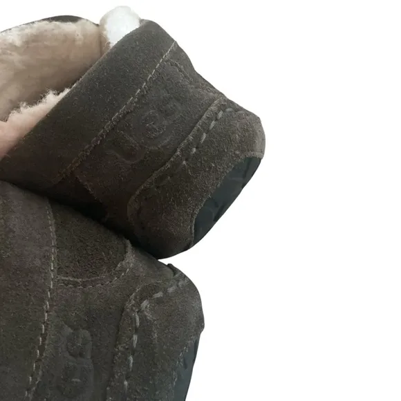 Ugg Mens ascot charcoal waterproof leather sheepskin lined moccasins shoes Sz 13