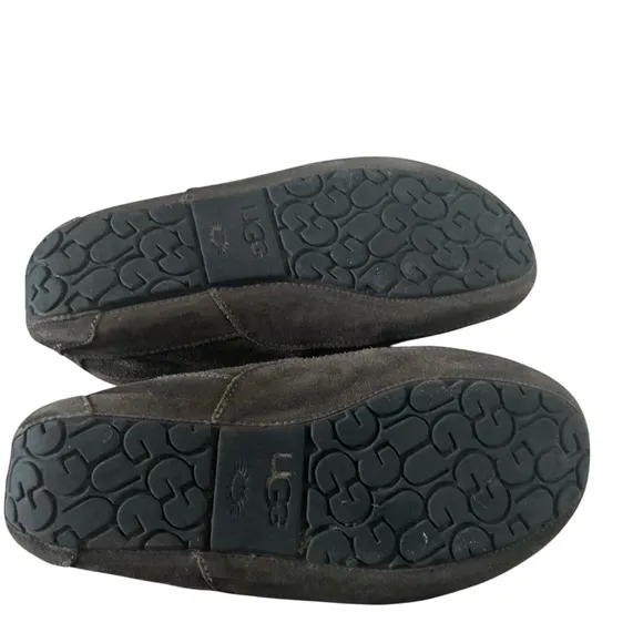 Ugg Mens ascot charcoal waterproof leather sheepskin lined moccasins shoes Sz 13