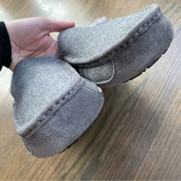 UGG Men's Ascot Wool Grey Moccasins Slipper Shoes 3233