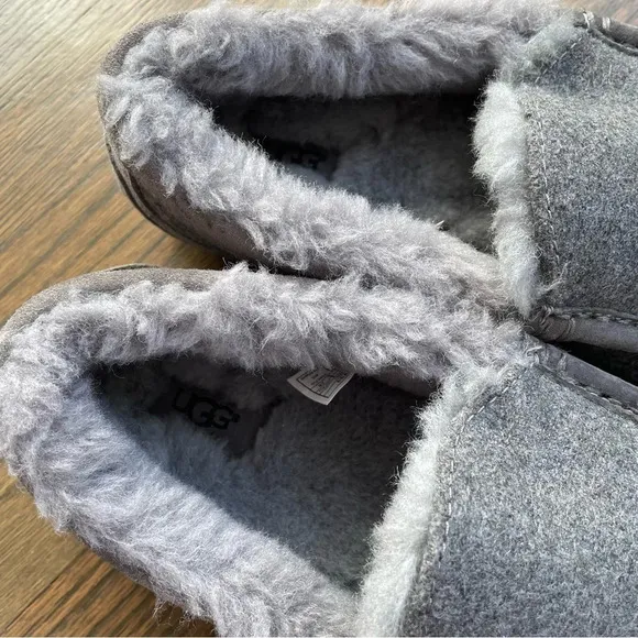 UGG Men's Ascot Wool Grey Moccasins Slipper Shoes 3233