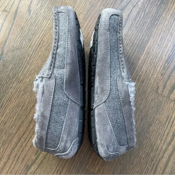 UGG Men's Ascot Wool Grey Moccasins Slipper Shoes 3233